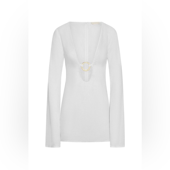 MONDAY Swimwear MONTEGO Mini Dress White Linen Regular size Petite - Picture 2 of 10